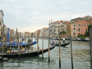 Fototapeta na wymiar gondolas on venice's grand canal in the afternoon