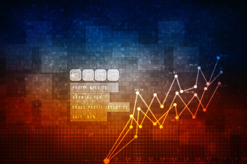 2d rendering Stock market online business concept. business Graph 