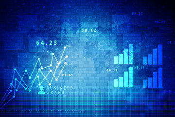 2d rendering Stock market online business concept. business Graph 