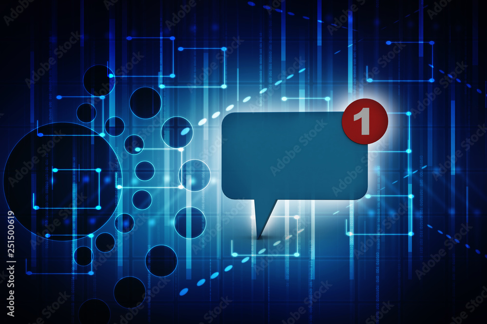 Poster 3d rendering chat box with notification isolated illustration