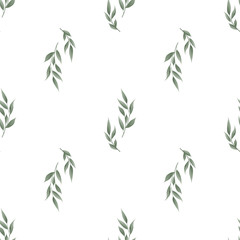 Seamless leaves pattern. Design for banner, poster, card, cover, invitation, placard brochure or header.
