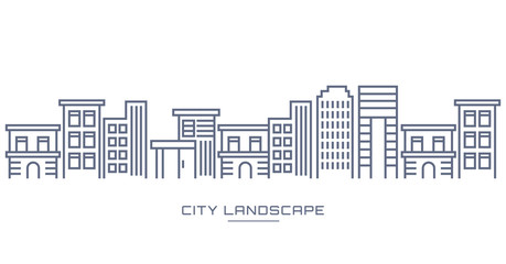 Cityscape Building Line art Vector Illustration design