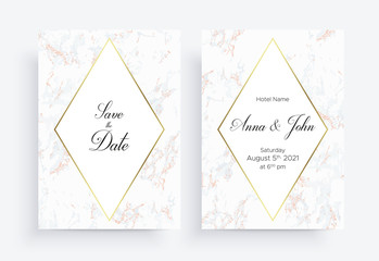 Invitation card template. Golden geometric design
