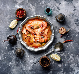 Soup with prawns