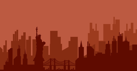 Silhouette new york city with landscape city