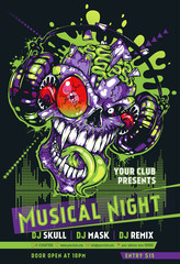 Music event flyer, banner, poster, brochure or magazine cover illustration template