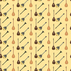 Vector seamless pattern with turkish musical instruments