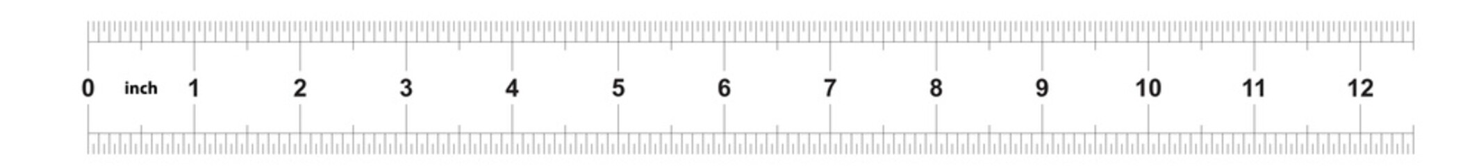 Ruler 12 inches Metric. The division price is 0.05 inch. Ruler double sided. Precise measuring tool. Calibration grid.