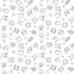 Vector Love concept minimal outline seamless pattern or background