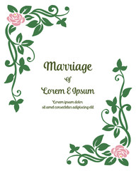 Vector illustration leaf floral frame for writing invitation wedding hand drawn