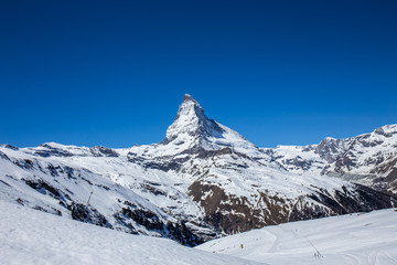 Fototapeta na wymiar Matterhorn with Blue Sky - Zermatt, Switzerland