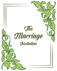 Vector illustration green leaf floral garland frame for marriage celebration invitation hand drawn