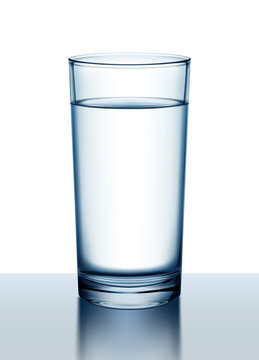 Vector illustration of glass of water with reflection on surface isolated on background