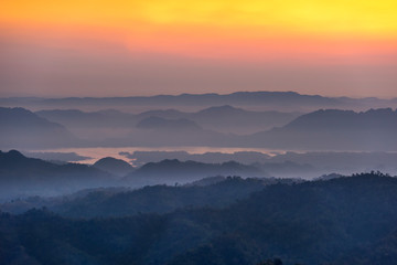 Mountains at sunrise, Elephant Hills, Thong Pha Phum National Park, Kanchanaburi, Thailand