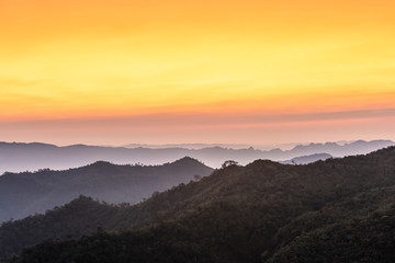 Fototapeta na wymiar Mountains at sunrise, Elephant Hills, Thong Pha Phum National Park, Kanchanaburi, Thailand