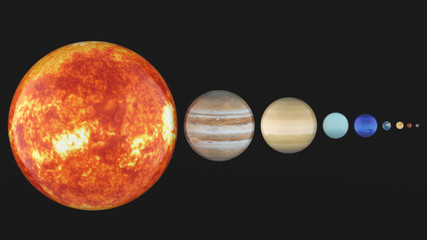 solar system of the planet on a black background 3d
