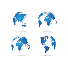 World map set. Globe icon