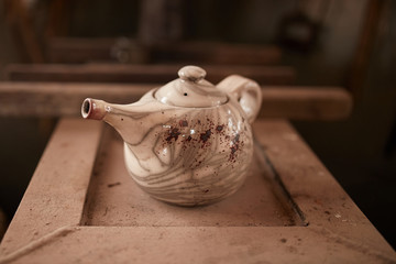 Ceramic pottery on the stove