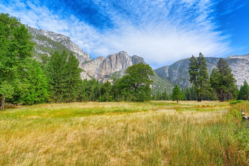 Yosemite Valley. Magnificent national American natural park - Yosemite.