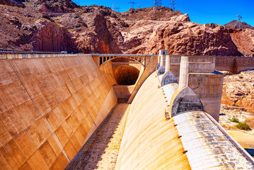 Famous and amazing Hoover Dam at Lake Mead, Nevada and Arizona Border.