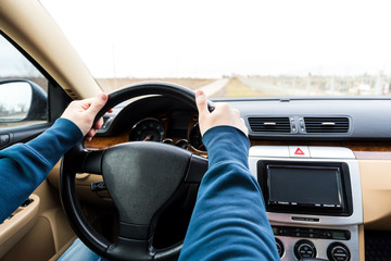 driving the modern car on asphalt road