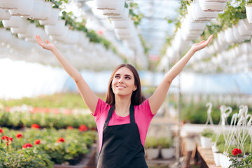 Female Entrepreneur Flower Greenhouse Worker 