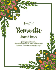Vector illustration design leaf floral frame for greeting card romantic hand drawn
