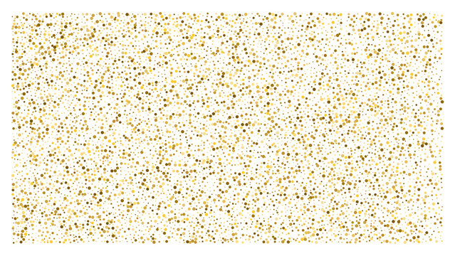 Golden polka dot small confetti on white background