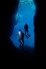 scuba diving, cave