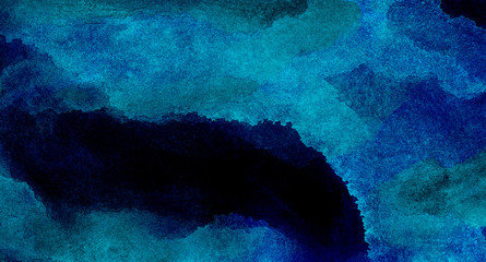 Grunge cosmic neon light blue glow lights watercolor background. Abstract paper textured aquarelle canvas for modern creative design. Vibrant multicolor texture water color paint illustration