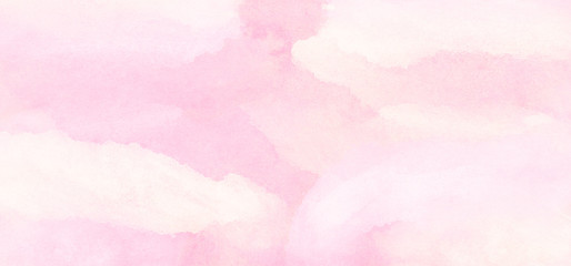 Abstract soft pink watercolour background painted on white grain paper texture. Grunge magenta...