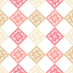 Ethnic boho seamless pattern. Patchwork texture. Weaving. Traditional ornament. Tribal pattern. Folk motif. Can be used for wallpaper, textile, invitation card, wrapping, web page background.