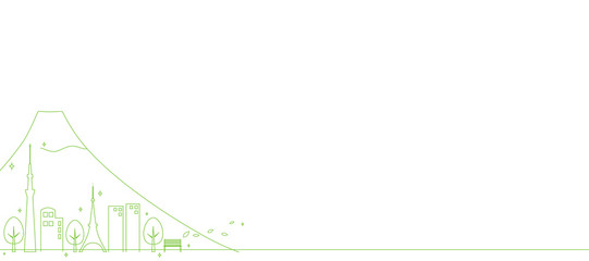 輝く都市の街並み　東京　日本　富士