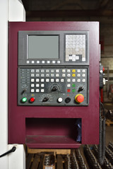 CNC machine control panel for working with metal parts