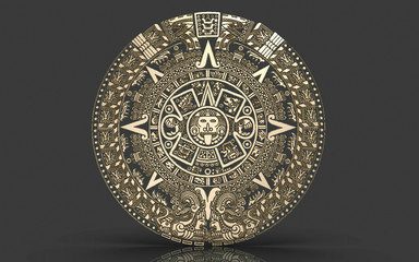 Mayan calendar, ornament on white background