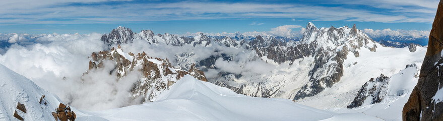 Mont Blanc mountain massif view from Aiguille du Midi Mount