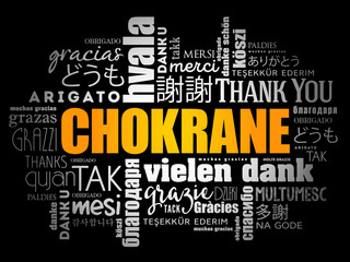 Chokrane (Thank You in Arabic - Middle East, North Africa) word cloud background in different languages