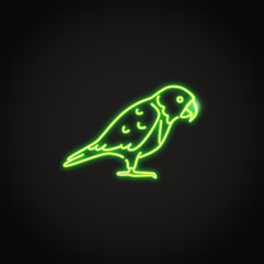 Senegal parrot icon in glowing neon style