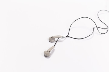 Headphones isolated background top view
