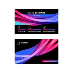 Double-sided horizontal business card template with abstract background. Vector mockup illustration. Stationery design