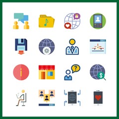 16 online icon. Vector illustration online set. backup and conversation icons for online works