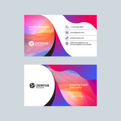 Double-sided horizontal business card template with abstract background. Vector mockup illustration. Stationery design