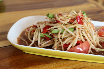 Food in northeast Thailand (papaya salad)