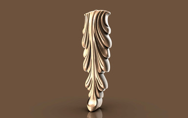 Architectural element for design, relief carving, handmade product with soft focus.