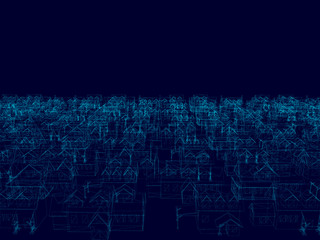 Perspective 3D of building wireframe - Vector illustration