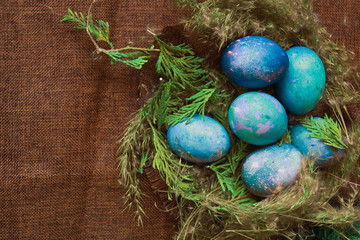 Easter eggs in the nest