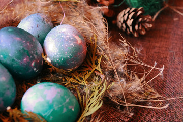 Easter eggs in the nest