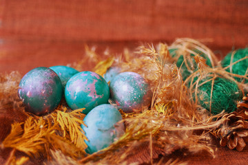 Easter eggs in the nest