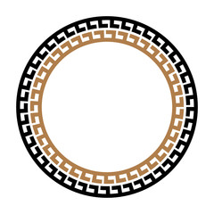 Greek key round frame. Typical egyptian, assyrian and greek motives circle border.
