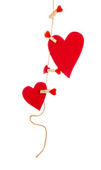 paper hearts isolated on white background